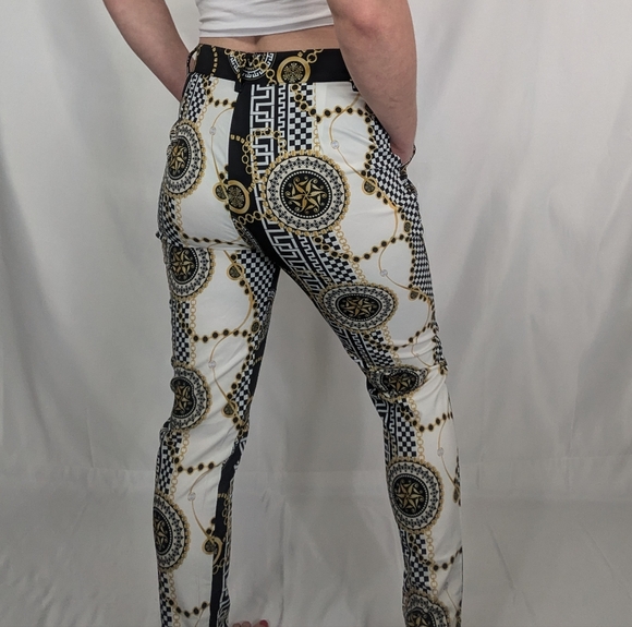 Unisex sz. M funky print black/white pants - Picture 3 of 9